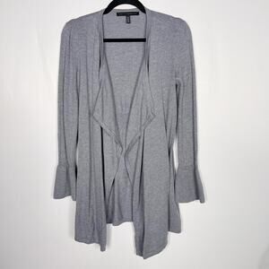 White House Black Market XS Gray Cashmere Blend Bell Sleeve Open Front Cardigan